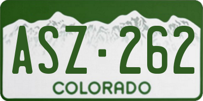 CO license plate ASZ262
