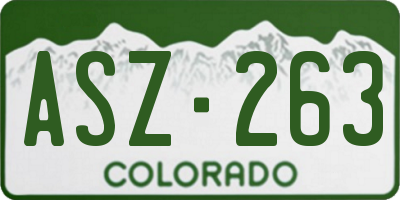 CO license plate ASZ263