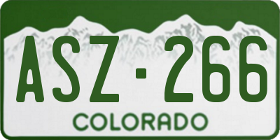 CO license plate ASZ266