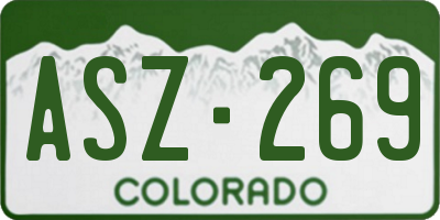 CO license plate ASZ269