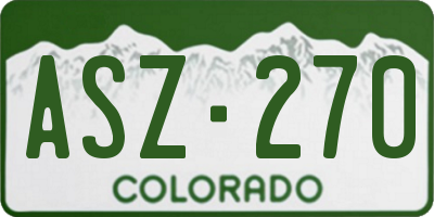 CO license plate ASZ270