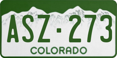 CO license plate ASZ273