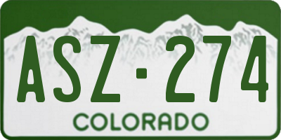 CO license plate ASZ274