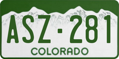 CO license plate ASZ281