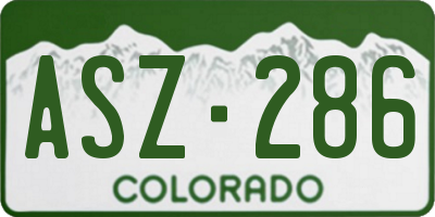 CO license plate ASZ286