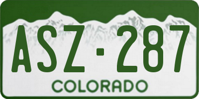 CO license plate ASZ287