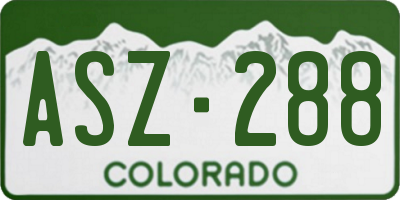 CO license plate ASZ288
