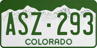 CO license plate ASZ293