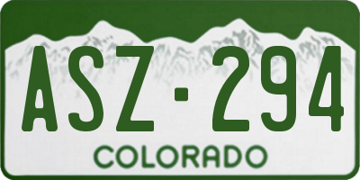 CO license plate ASZ294