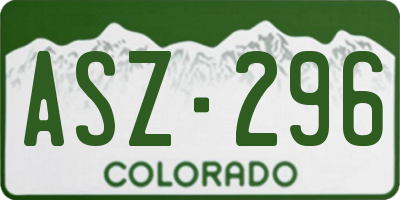 CO license plate ASZ296