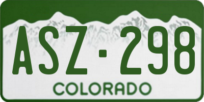 CO license plate ASZ298