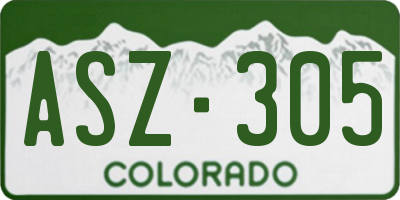 CO license plate ASZ305