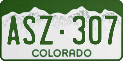 CO license plate ASZ307