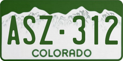 CO license plate ASZ312