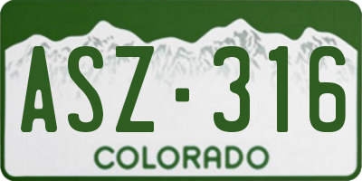 CO license plate ASZ316
