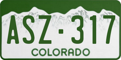 CO license plate ASZ317