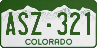 CO license plate ASZ321