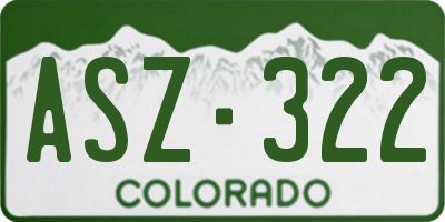 CO license plate ASZ322