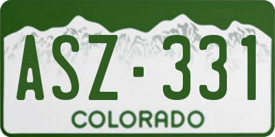 CO license plate ASZ331