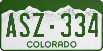 CO license plate ASZ334