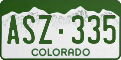 CO license plate ASZ335