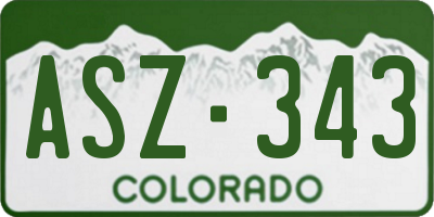 CO license plate ASZ343