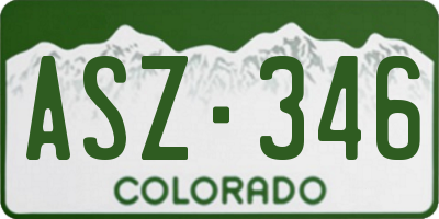 CO license plate ASZ346