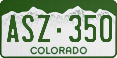 CO license plate ASZ350
