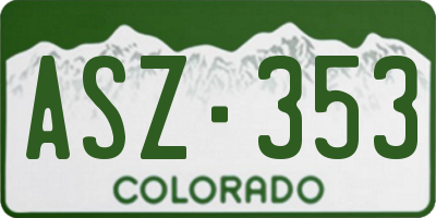 CO license plate ASZ353