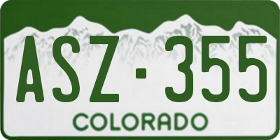 CO license plate ASZ355