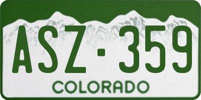 CO license plate ASZ359