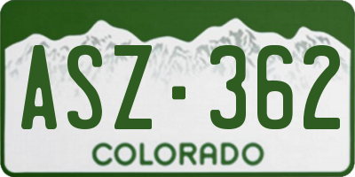CO license plate ASZ362