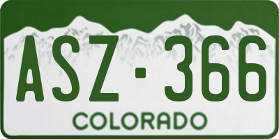 CO license plate ASZ366