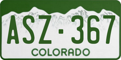 CO license plate ASZ367