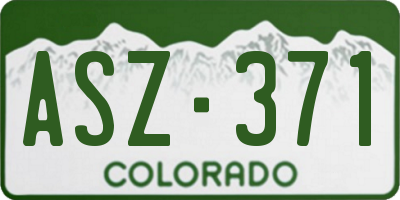 CO license plate ASZ371