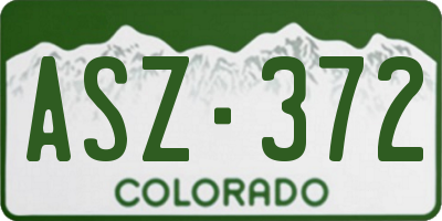 CO license plate ASZ372
