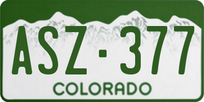 CO license plate ASZ377