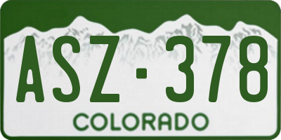 CO license plate ASZ378