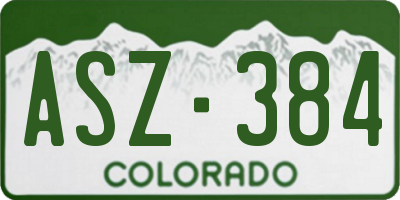 CO license plate ASZ384