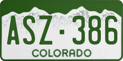 CO license plate ASZ386