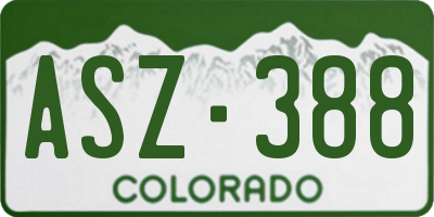 CO license plate ASZ388