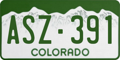 CO license plate ASZ391