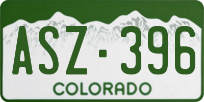 CO license plate ASZ396