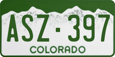 CO license plate ASZ397