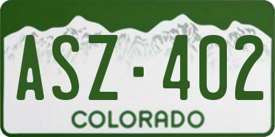 CO license plate ASZ402