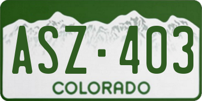 CO license plate ASZ403