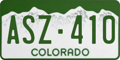 CO license plate ASZ410