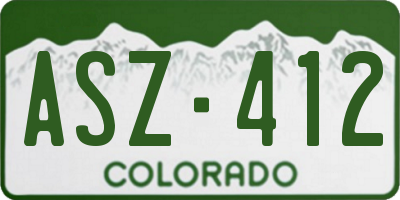 CO license plate ASZ412