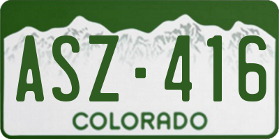 CO license plate ASZ416