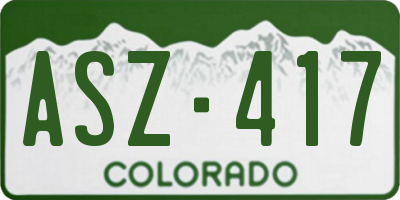 CO license plate ASZ417